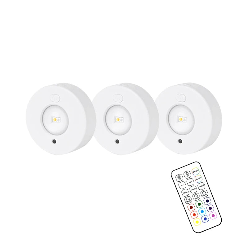 New Round Big Eye Lamp LED Under Cabinet Light USB Rechargeable Multicolor Night Light RGB Wine Cabinet Lamp with Remote Control