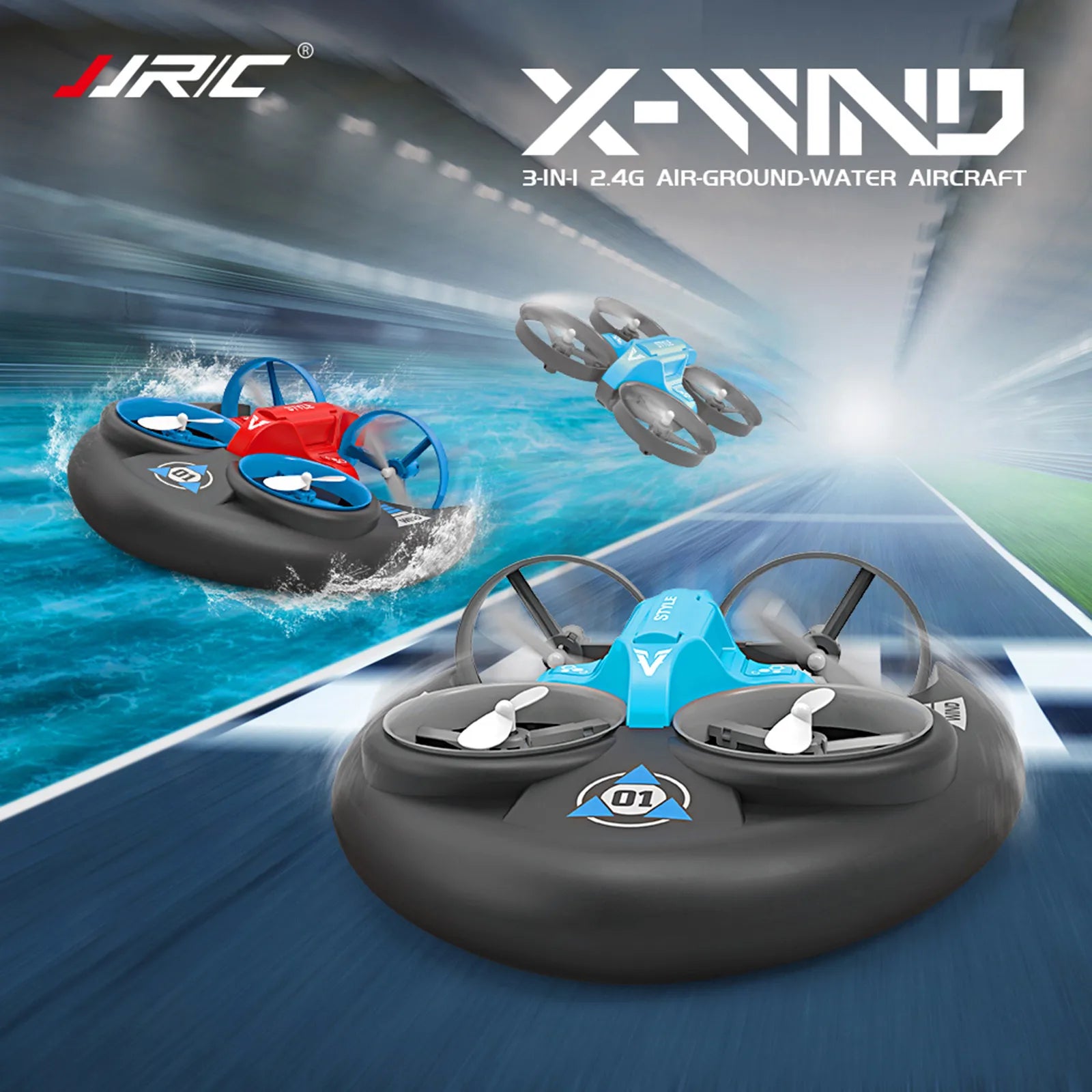 JJRC H101 2.4G Rc Water Land and Air Four Axis Flying Hovercraft Remote Control Vehicle 3-in-1 Rc Mini Drone Children Toy Gift