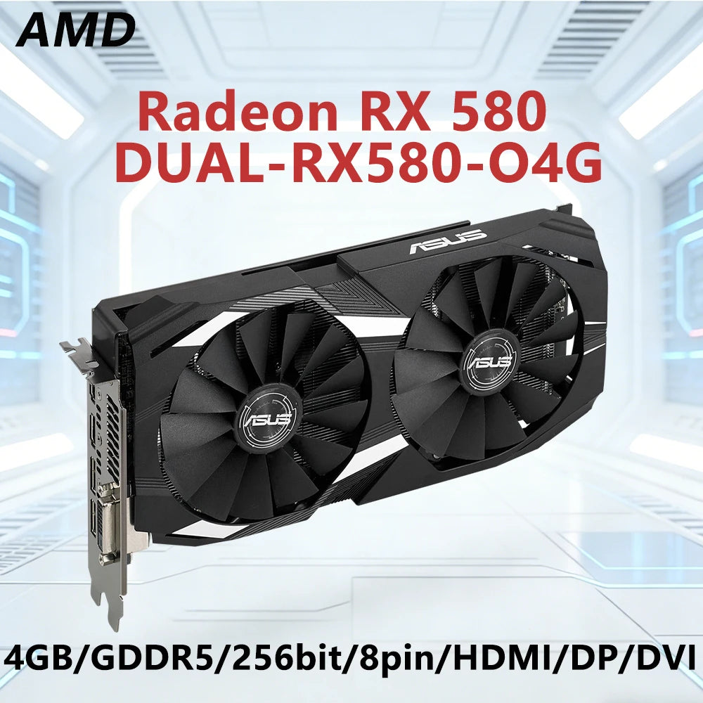 AMD Radeon RX 580 4GB 550 GPU DUAL RX580 O4G & RX550 4GB GDDR5 128bit Graphics Card 256bit PCI-E3.0 HDMI DVIFor Desktop computer