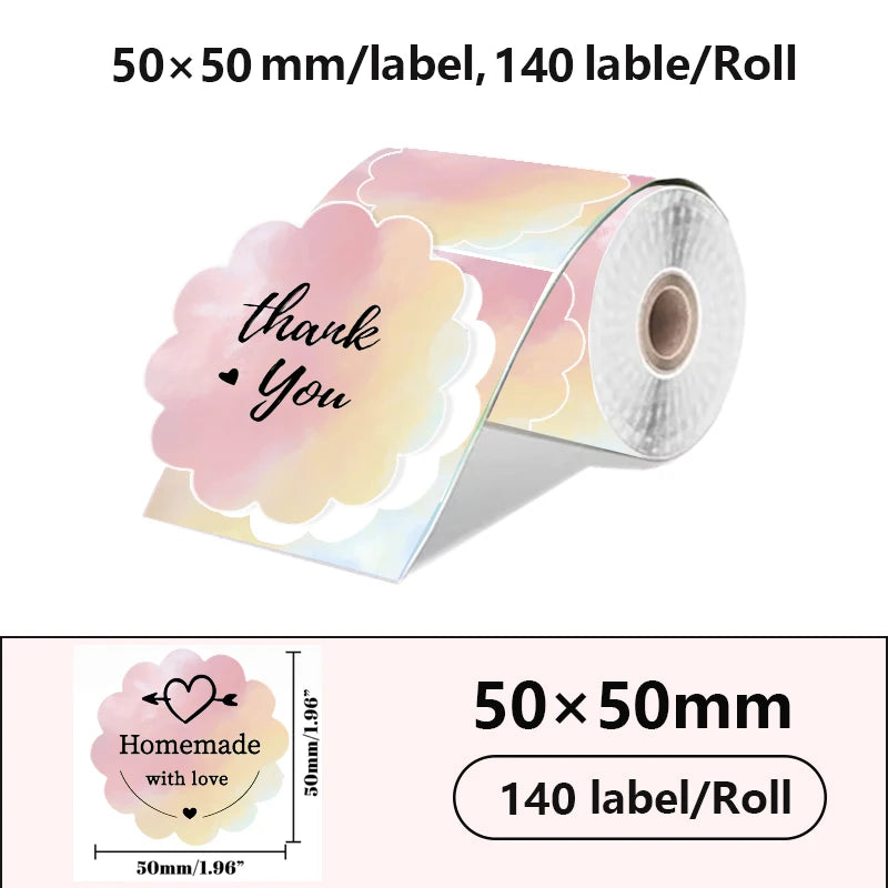 50x50mm Laser Sticker Self-Adhesive Thermal Adhesive Label Roll Compatible for Phomemo M110 M220 M200 E210 P50 DETONG P1 WP9520