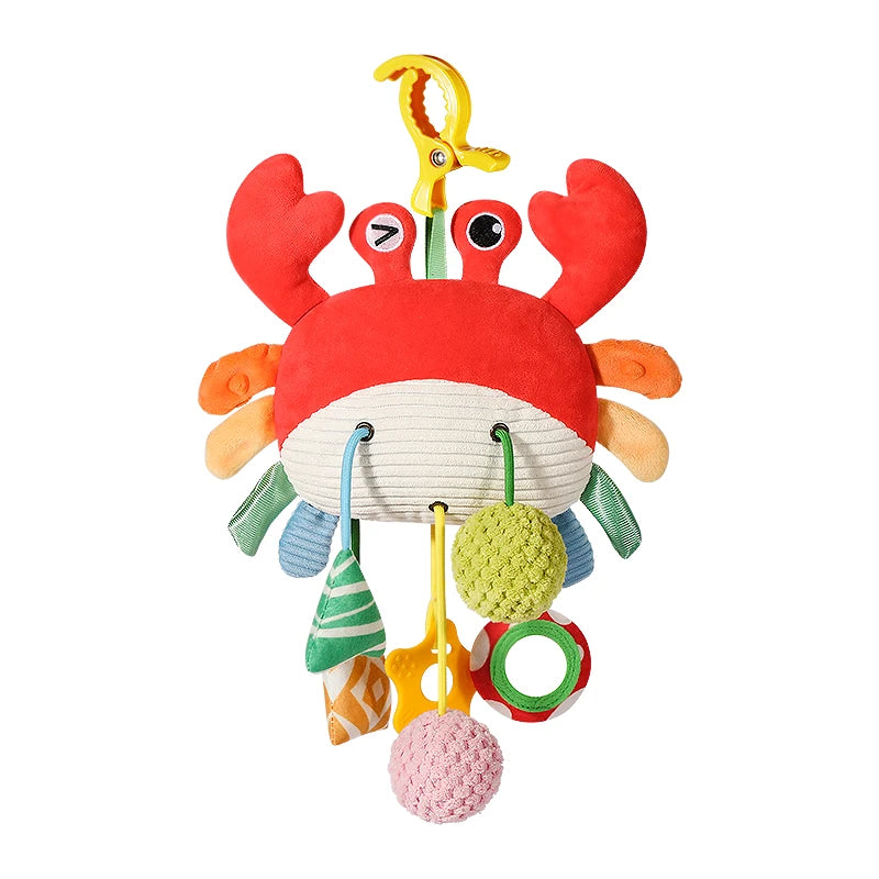 Car Seat Stroller Toys for Babies 0-6 Months Crab Baby Infant Newborn Stroller Toys with Beep Mirror Small Bell Baby Teether