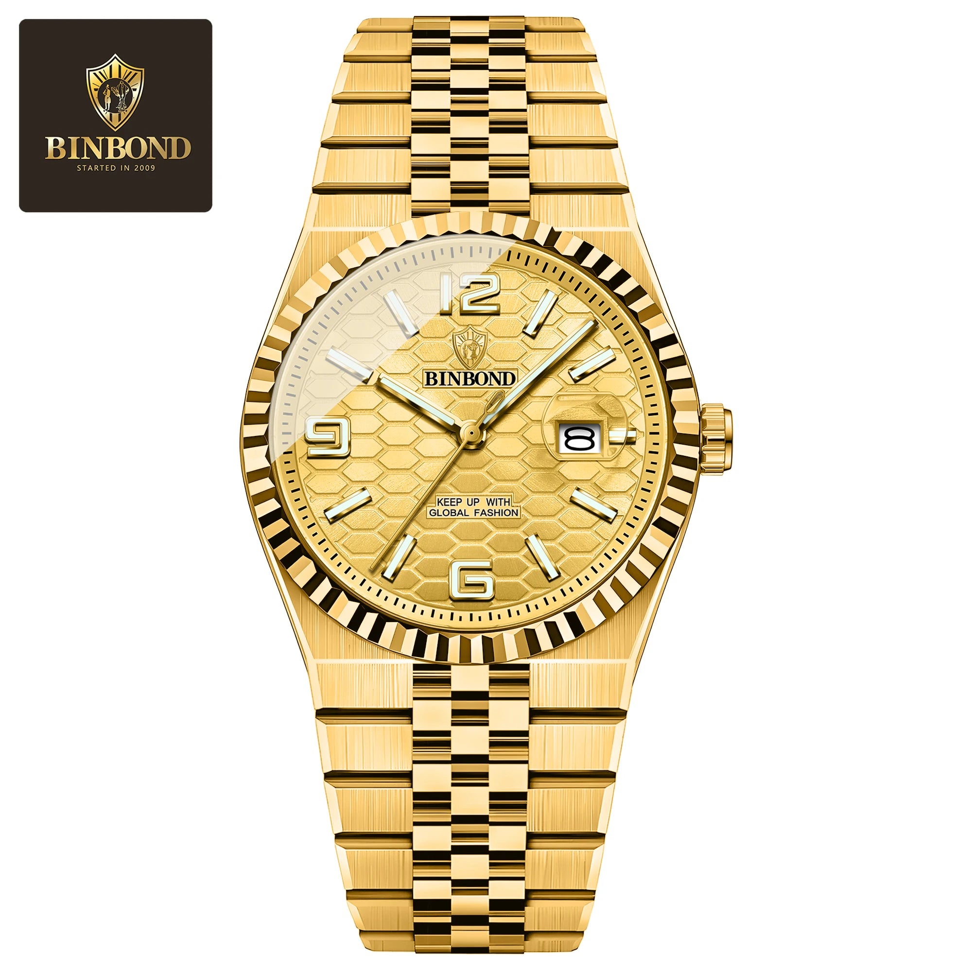 BINBOND Top Brand New 8181 Business Men's Quartz Watch Waterproof Night Light Calendar Fashion Men's Quartz Watch 2025