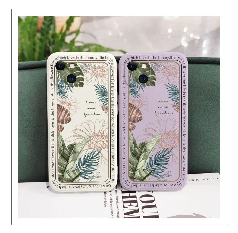 Ins Tropical Style Phone Case For iPhone 17 Air 16 15 14 13 12 11 Pro Max Mini X XR XS MAX Plus Cover