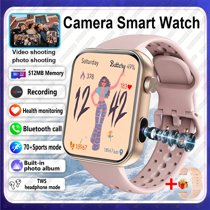 2025 New HD Camera Smart Watch Men Women Photos Record Video Health Monitor Sports Fitness Waterproof Bluetooth Call Smart Watch