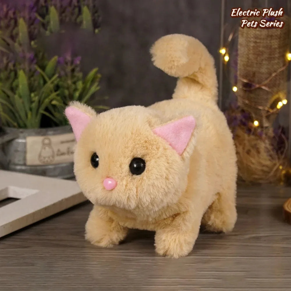 Simulated Robot Kitten Wagging Interactive Kitten Plush Toy Makes You Happy Walking Kitten Robot Electric Pet