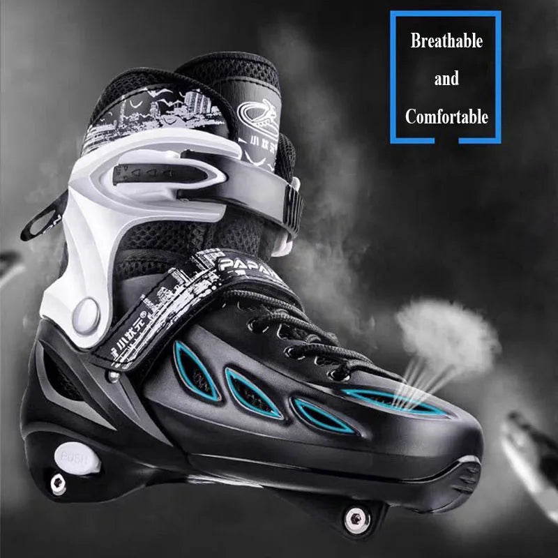 Child Kid Roller Skate Shoes Skating 4-Wheel Sport Protecitve Beginner Roller Shoes Childer Boy Girl Unisex Sport Flash Shoes