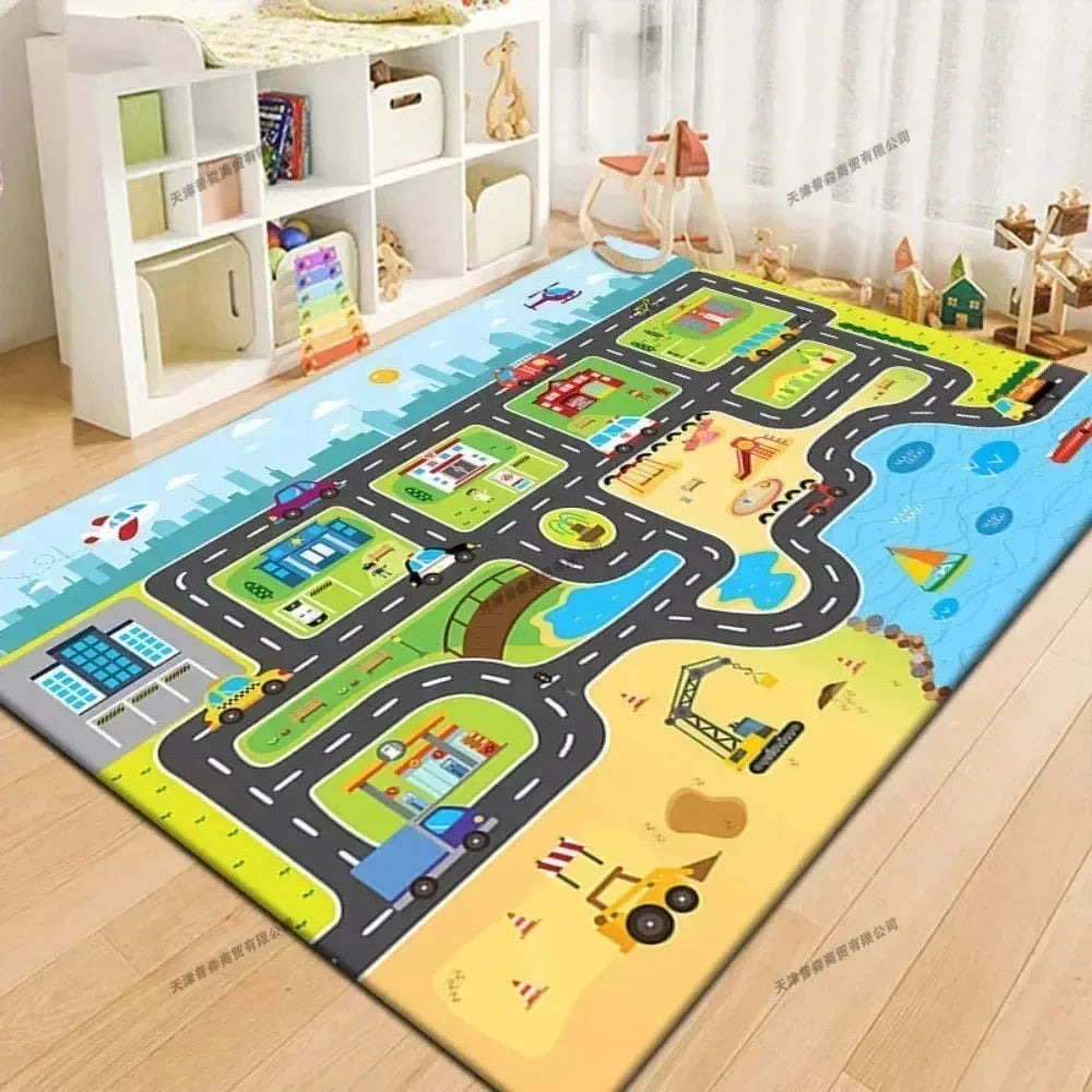 100x160cm Non-slip Baby Play Mat Crawling Mat Cartoon Runway Carpet Baby Toys Parking Lot Road Game Mats for Playing Car Toys