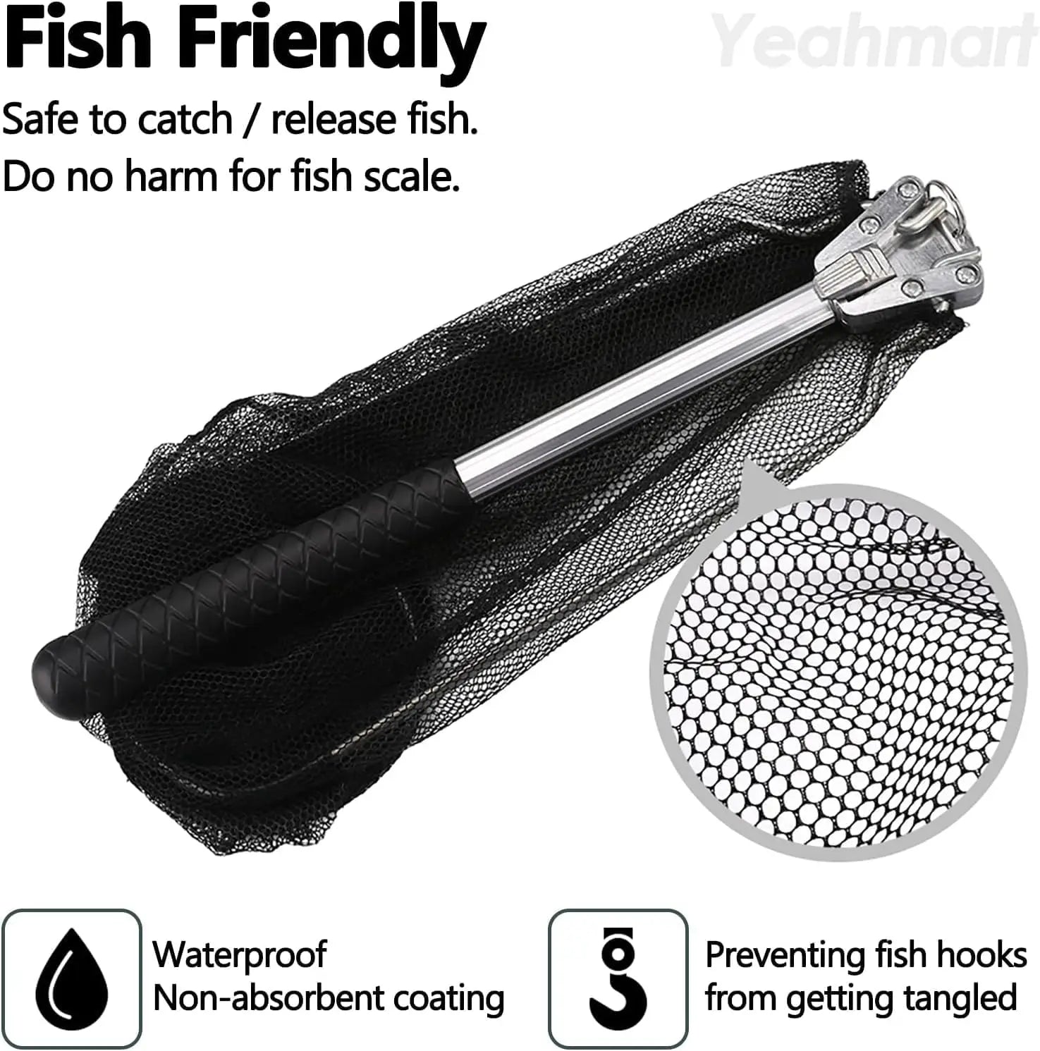 Fishing Landing Net Fishing Net Fish Catching or Releasing Net for Fly Fishing Kayak Boating Trout Fishing Tools