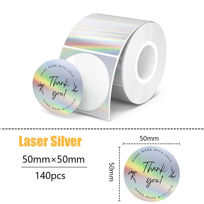 50x50mm Laser Sticker Self-Adhesive Thermal Adhesive Label Roll Compatible for Phomemo M110 M220 M200 E210 P50 DETONG P1 WP9520