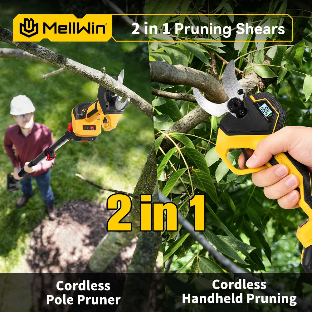 MELLWIN Brushless Electric Pruner Shear With 180CM Telescoping Pole Garden Pole Pruner Shear Tool For Makita 18V Battery Pin