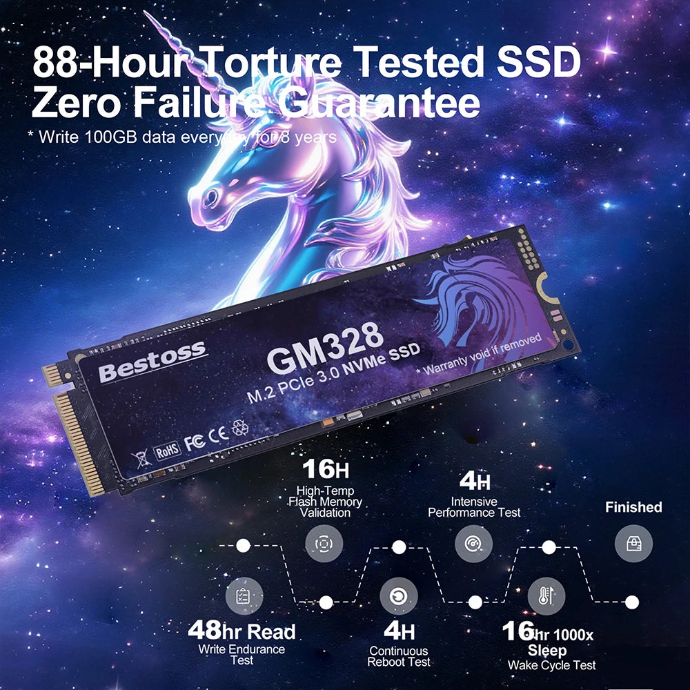 Bestoss NVMe M.2 SSD PCIe Gen3 x4 2280 128GB 256GB 512GB 1TB 2TB Internal Solid State Hard Drive for Notebook Gaming Computer