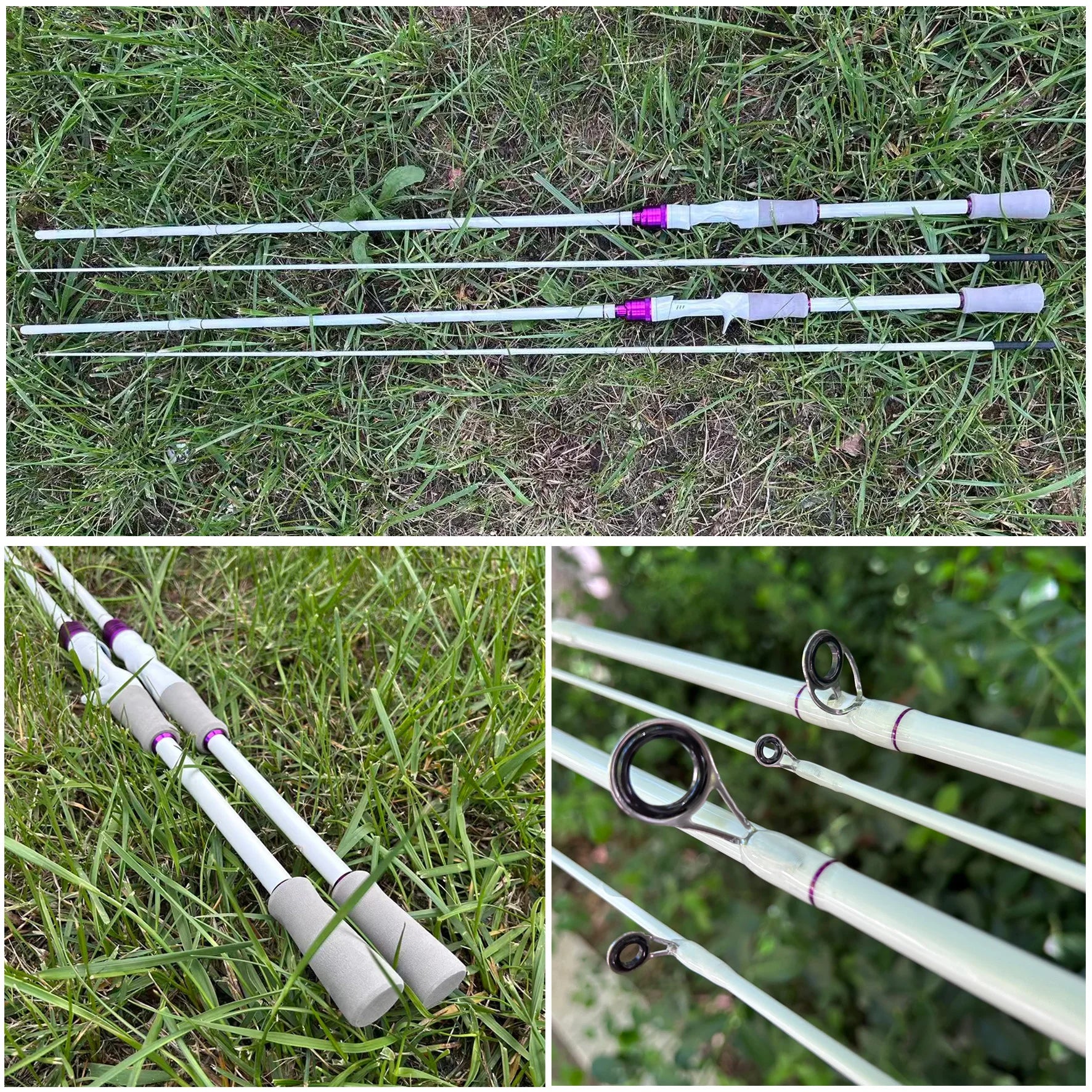 White Fishing Rod 1.8m 2.1m 2-Section Design, Fiberglass Composite Rod Body, Strong and Durable, M-Tune, Suitable for Both Men and Women, Affordable Price, Suitable for Both Saltwater and Freshwater, Choice between Gun Handle