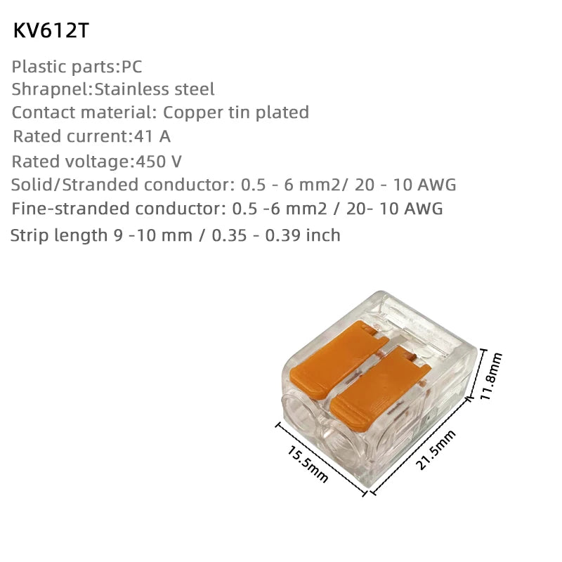 Terminal 6mm2 orange transparent Mini Quick connector replacement tape universal compact home wiring terminal