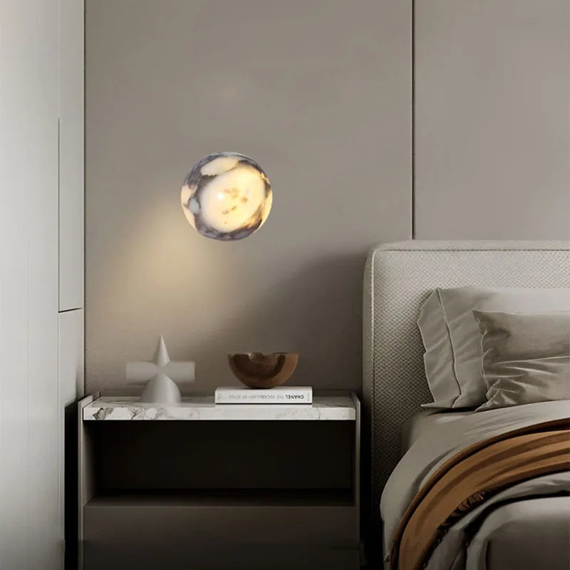 Natural Marble Ball Wall Lamp G9 Bulb Personalized Atmosphere Room Decoration Stone Sconce Stairs Parlor Kitchen