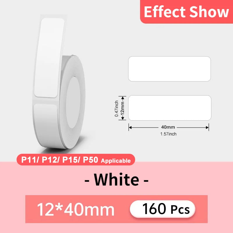 Marklife 12*40mm Thermal Label Sticker Compatible For Marklife P12 P15 M1 For Phomemo D30 Q30 DELI Q2 Labeller 160Pcs/Roll