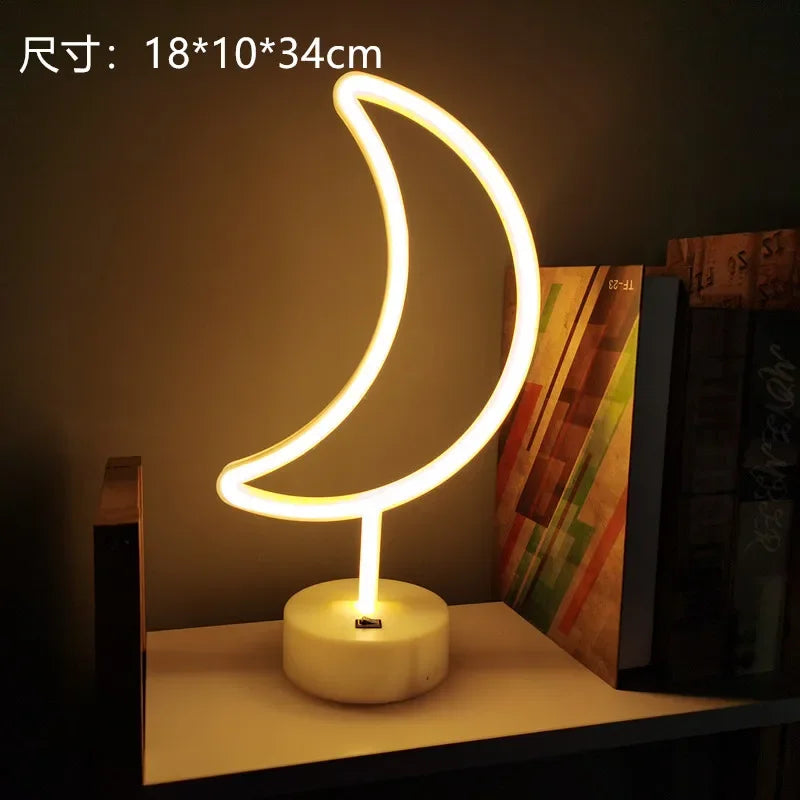 Flamingo Led Neon Light Coconut Tree Cactus Heart Shape Lamp Stand Colorful Home Room Decoration Christmas Night light