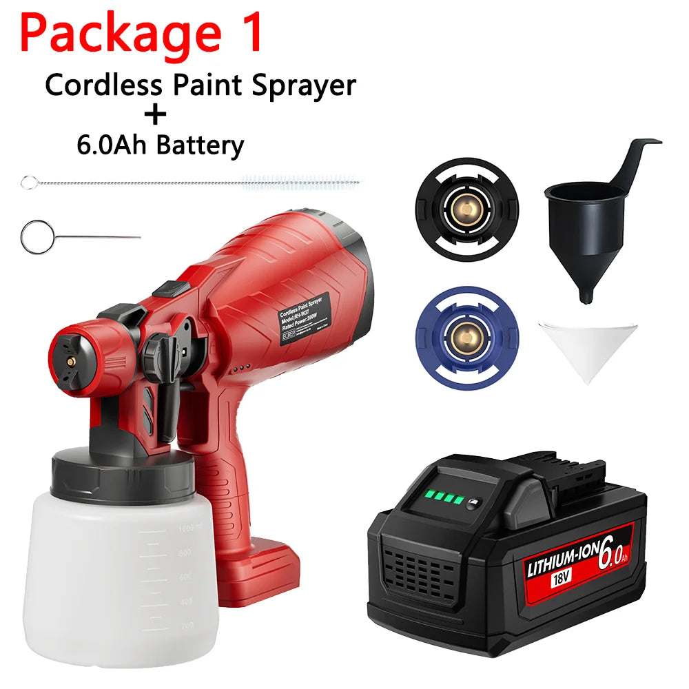 Nananuu 1000ML Cordless Spray Gun For Milwaukee 18V Battery Rechargeable Paint Sprayer For Car Home Windows Power Tool