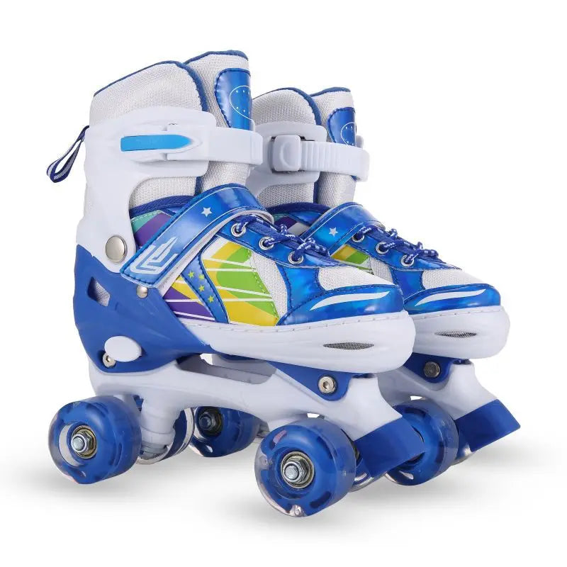 Double Row Roller SkatesPUWheelRollerSkatesCool Color Matching Adjustable Children's Roller Skates