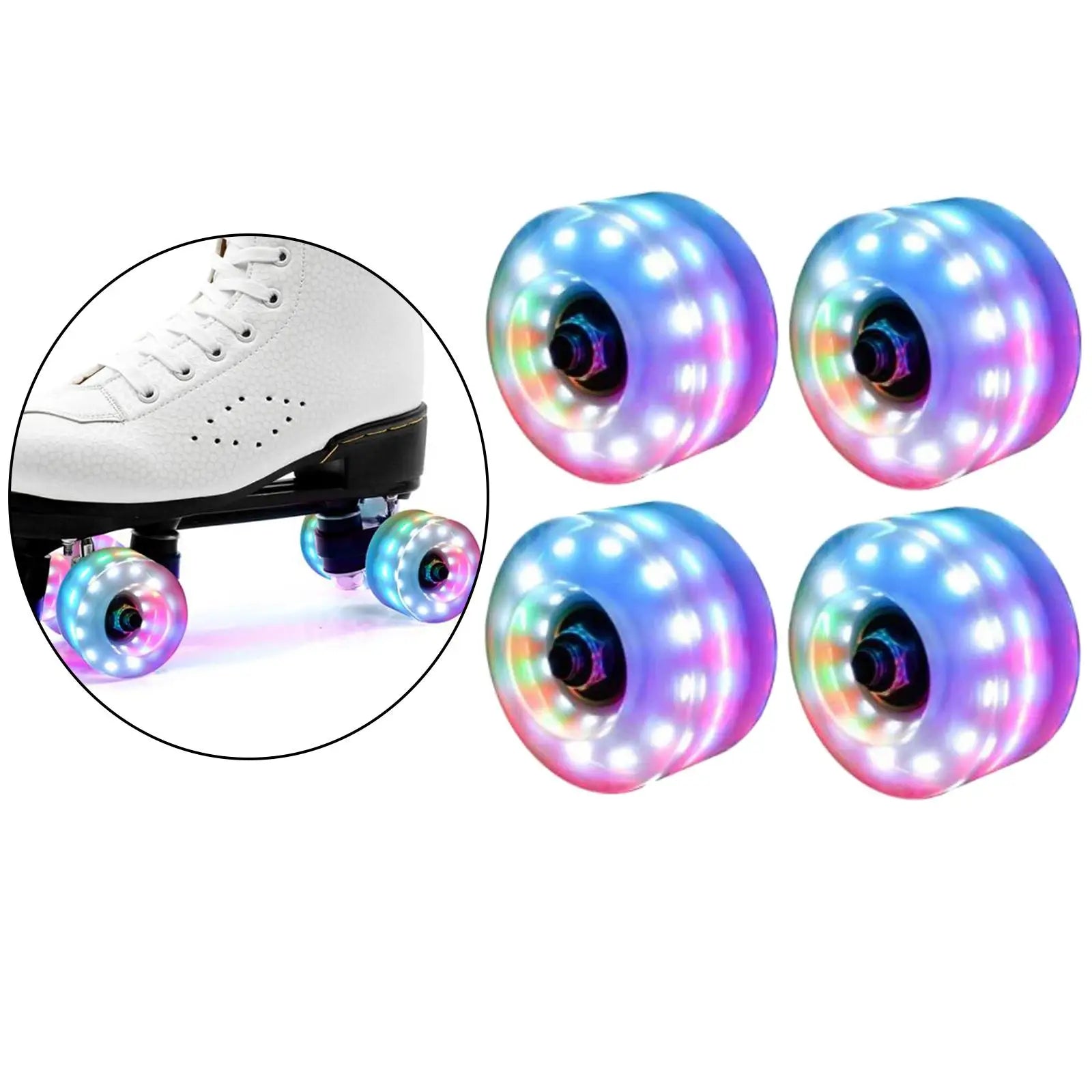 4 Roller Skate Wheels Luminous Quad Roller Skateboard Wheels With Bearings Installed Double Row Roller Skates Wheel Accessories