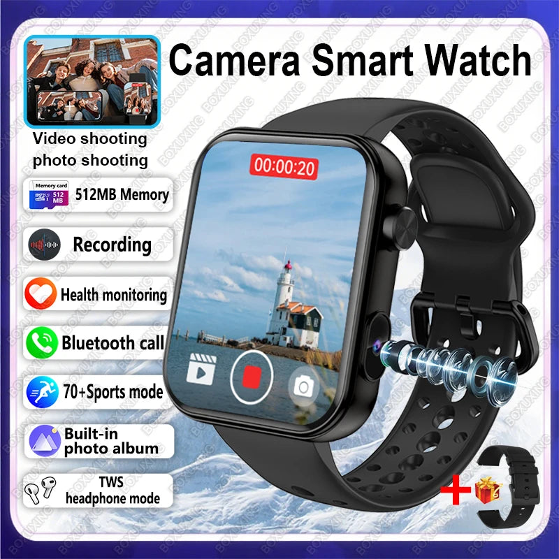 2025 New HD Camera Smart Watch Men Women Photos Record Video Health Monitor Sports Fitness Waterproof Bluetooth Call Smart Watch
