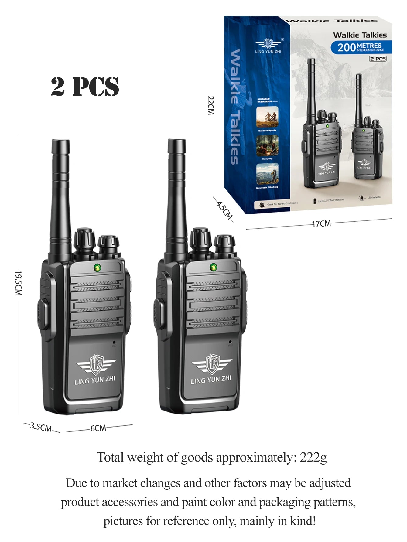 Walkie Talkie Toys, 2Pcs Simple Intercom Mini Interphone Digital Sound Indoor and Outdoor Communication Game Not Include Battery