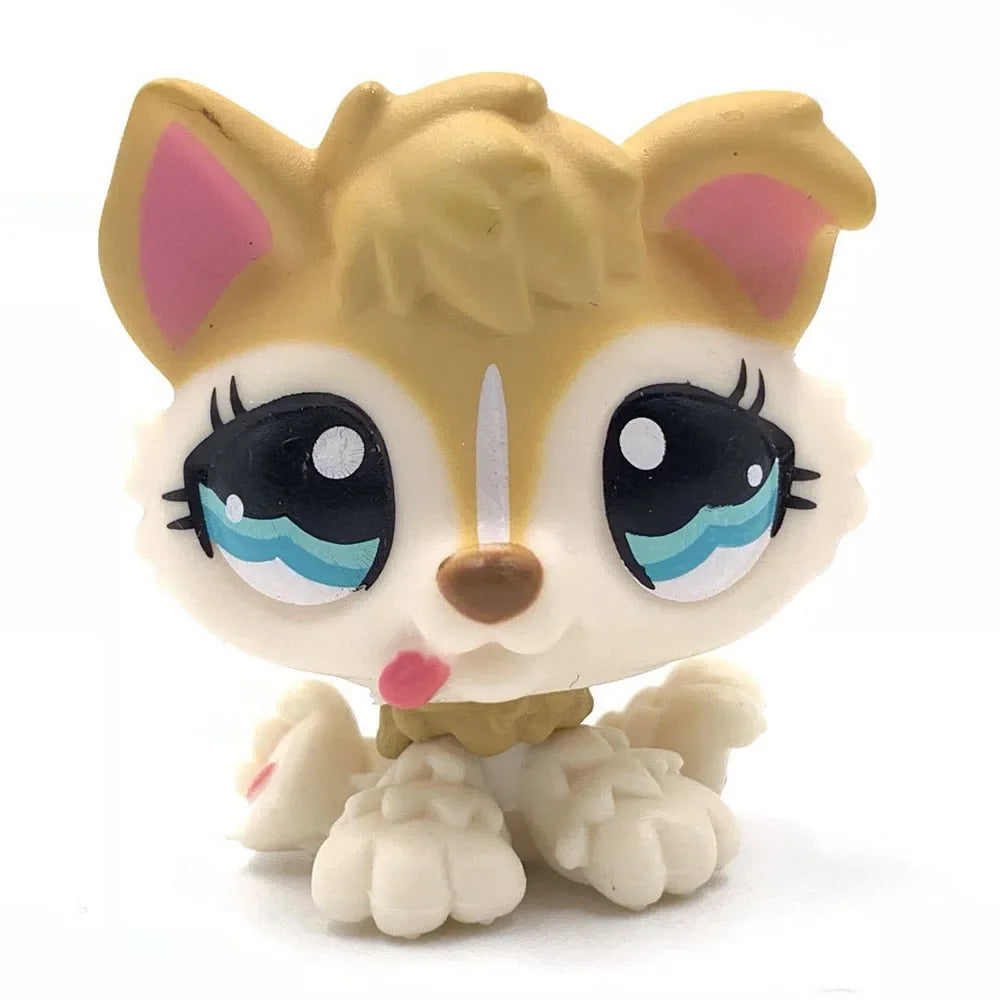Rare animal pet Bobble head toy puppy dog toy #1013 yellow dog with blue eyes lps