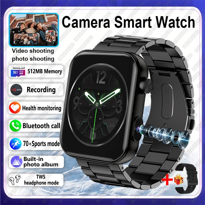 2025 New HD Camera Smart Watch Men Women Photos Record Video Health Monitor Sports Fitness Waterproof Bluetooth Call Smart Watch