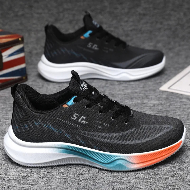 New Summer Student Running Shoes Breathable Lightweight Soft Bottom Fashionable Versatile Trendy Men's Outdoor Sports Shoes