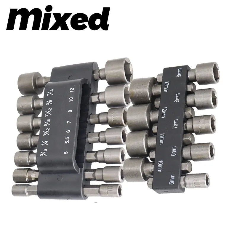 9/14Set Magnetic Socket Screwdriver Wrench Set Hexagon Nut Driver Drill Bit Hexagonal Hand Adapter Electric Impact Bolt Handle