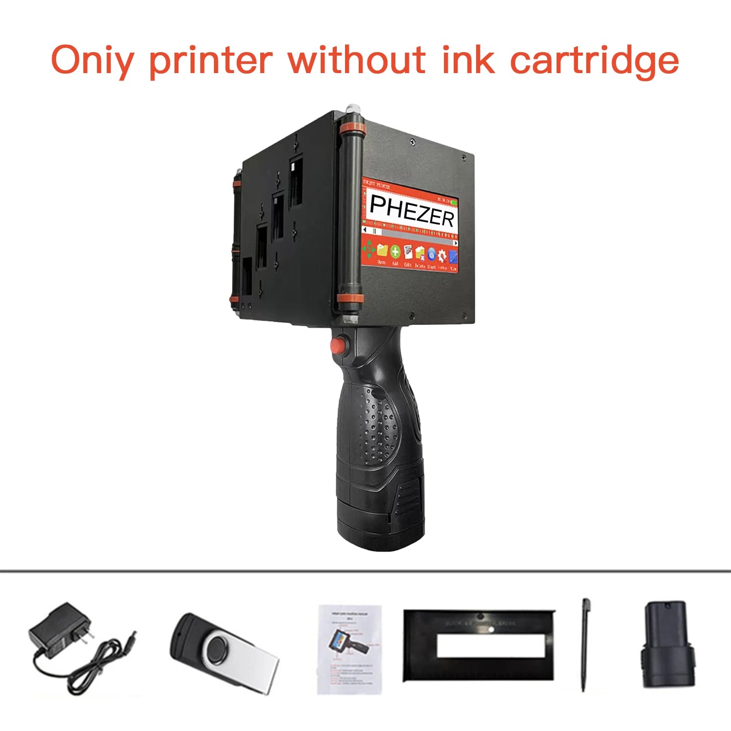 Phezer P70 Handheld Inkjet Printer 100mm Portable Coder QR Code Barcode Batch Number Date Logo Expiry Date Marking 28 Languages