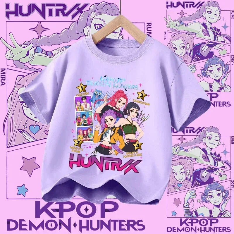 Kpop Demon Hunters T-shirt for kids, short sleeve T-shirt for Girls, Saja T-shirt , Kpop Demon Hunters T-shirt, family clothing