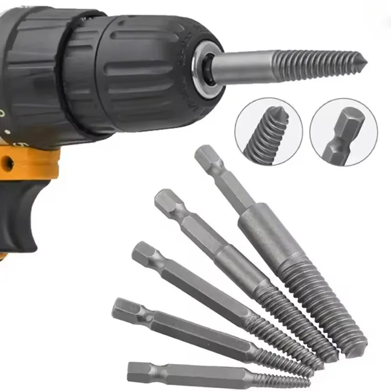 Screw Remover Extractor Center Drill Bits Carbon Steel Guide Set Broken Damaged Pipe Stud Bolt Remover Hex Shank Spanner Tools