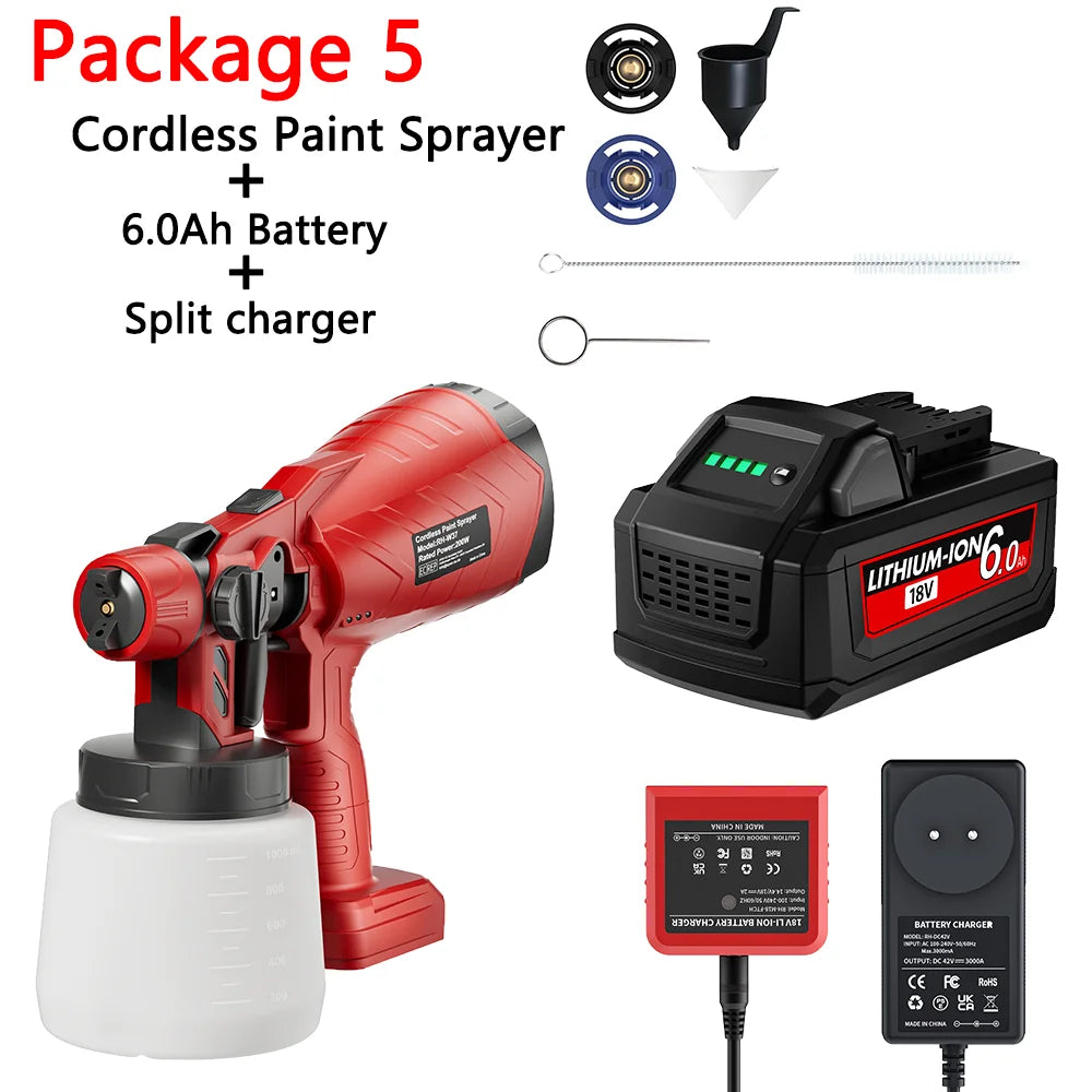 Nananuu 1000ML Cordless Spray Gun For Milwaukee 18V Battery Rechargeable Paint Sprayer For Car Home Windows Power Tool