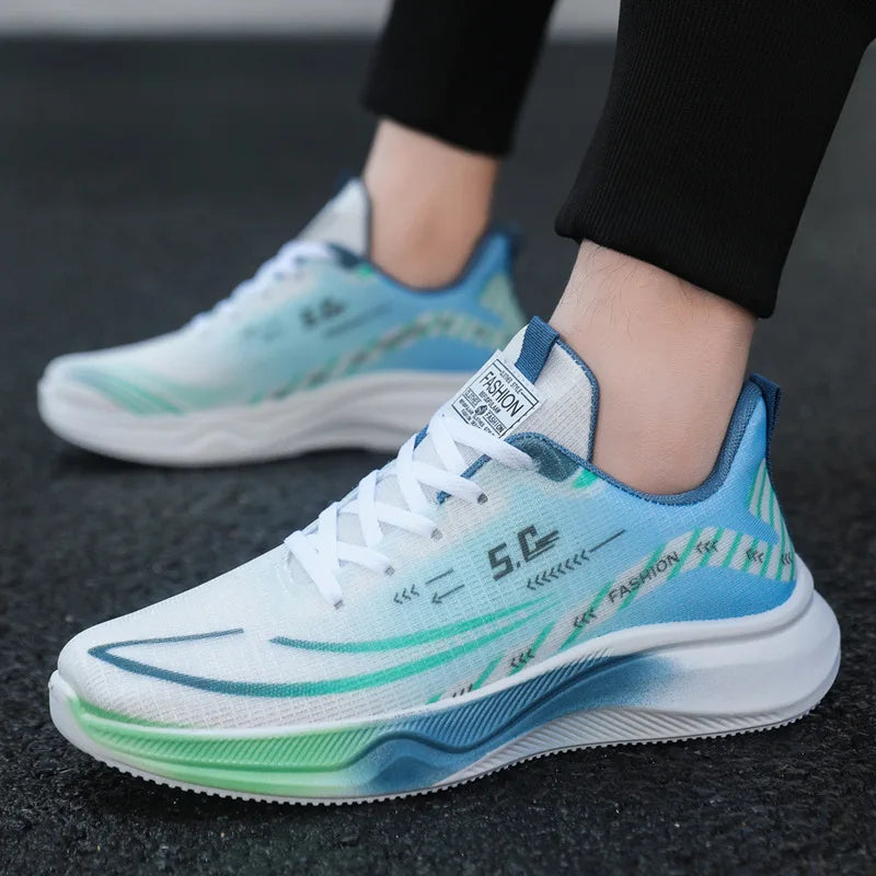 New Summer Student Running Shoes Breathable Lightweight Soft Bottom Fashionable Versatile Trendy Men's Outdoor Sports Shoes