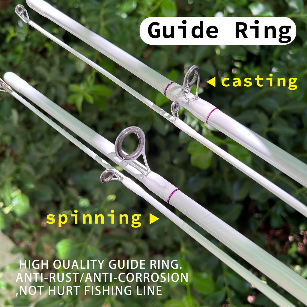 White Fishing Rod 1.8m 2.1m 2-Section Design, Fiberglass Composite Rod Body, Strong and Durable, M-Tune, Suitable for Both Men and Women, Affordable Price, Suitable for Both Saltwater and Freshwater, Choice between Gun Handle
