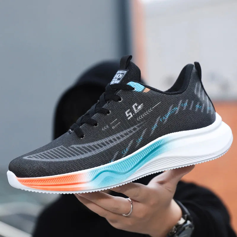 New Summer Student Running Shoes Breathable Lightweight Soft Bottom Fashionable Versatile Trendy Men's Outdoor Sports Shoes