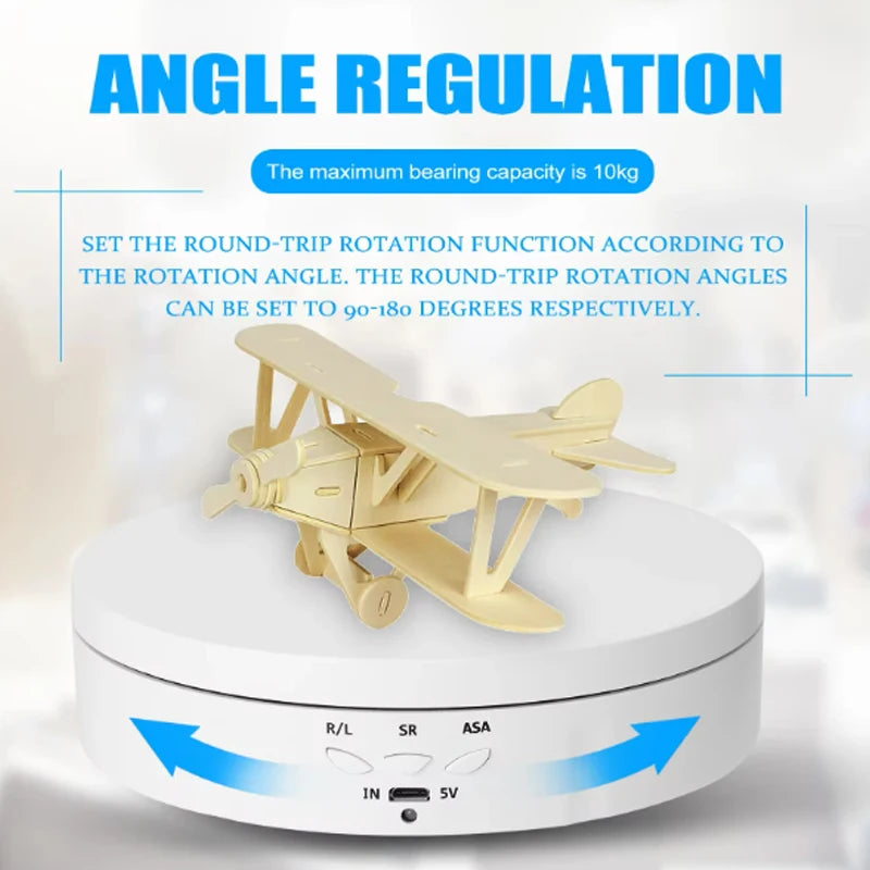 USB-Powered Rotating Turntable with 3 Speed Modes 360° Motorized Display Stand for Product Photography Jewelry&Video Shooting