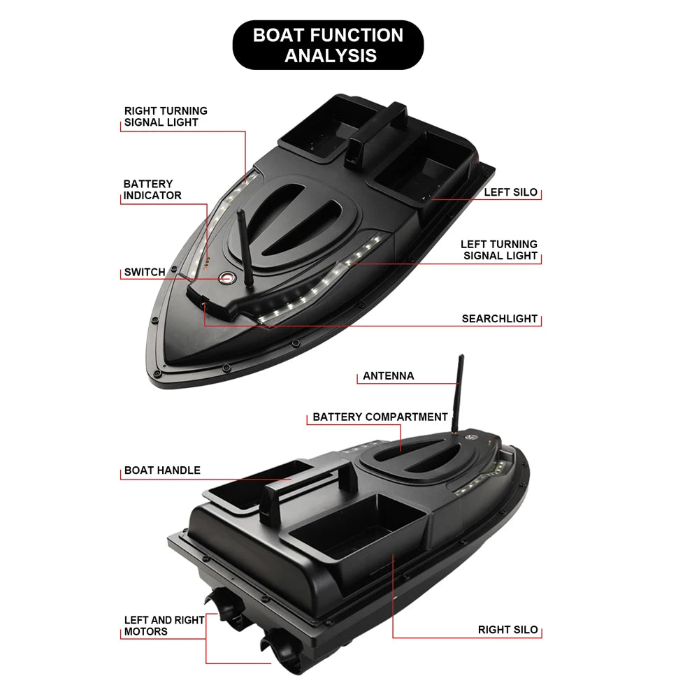 Fishing Bait Boat 500m Remote Control Bait Boat Dual Motor Fish Finder 1.5KG Loading Support Automatic Cruise