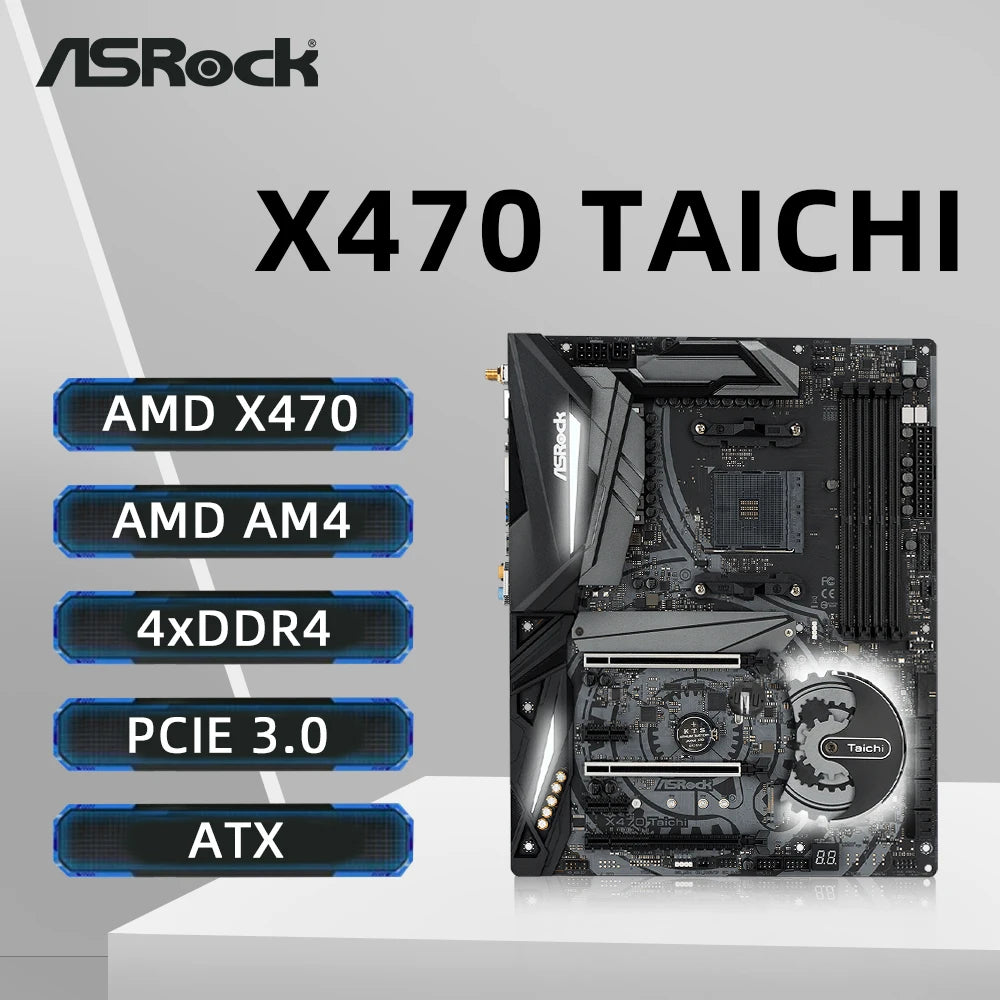 ASRock X470 Taichi Motherboard Supports AMD X470 Ryzen 9 5900X R7 5700X3D R5 5600G CPU 4xDDR4 3466MHz NVME M.2 AM4 Mainboard