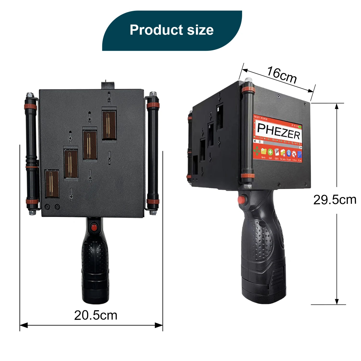 Phezer P70 Handheld Inkjet Printer 100mm Portable Coder QR Code Barcode Batch Number Date Logo Expiry Date Marking 28 Languages