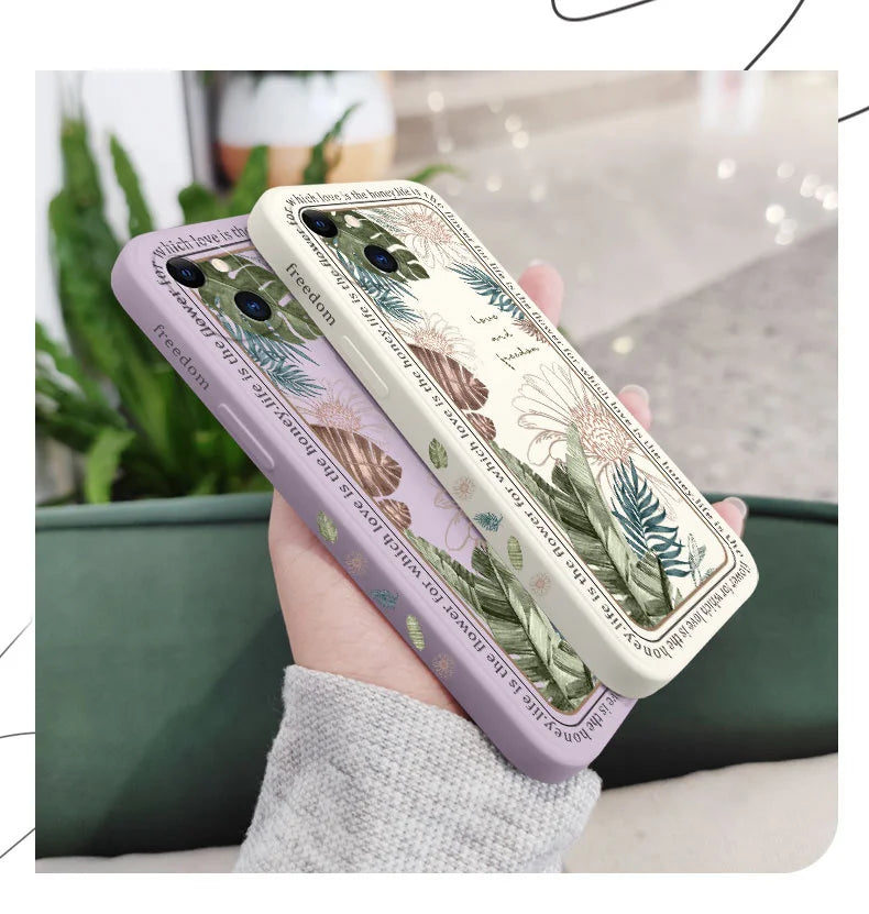 Ins Tropical Style Phone Case For iPhone 17 Air 16 15 14 13 12 11 Pro Max Mini X XR XS MAX Plus Cover