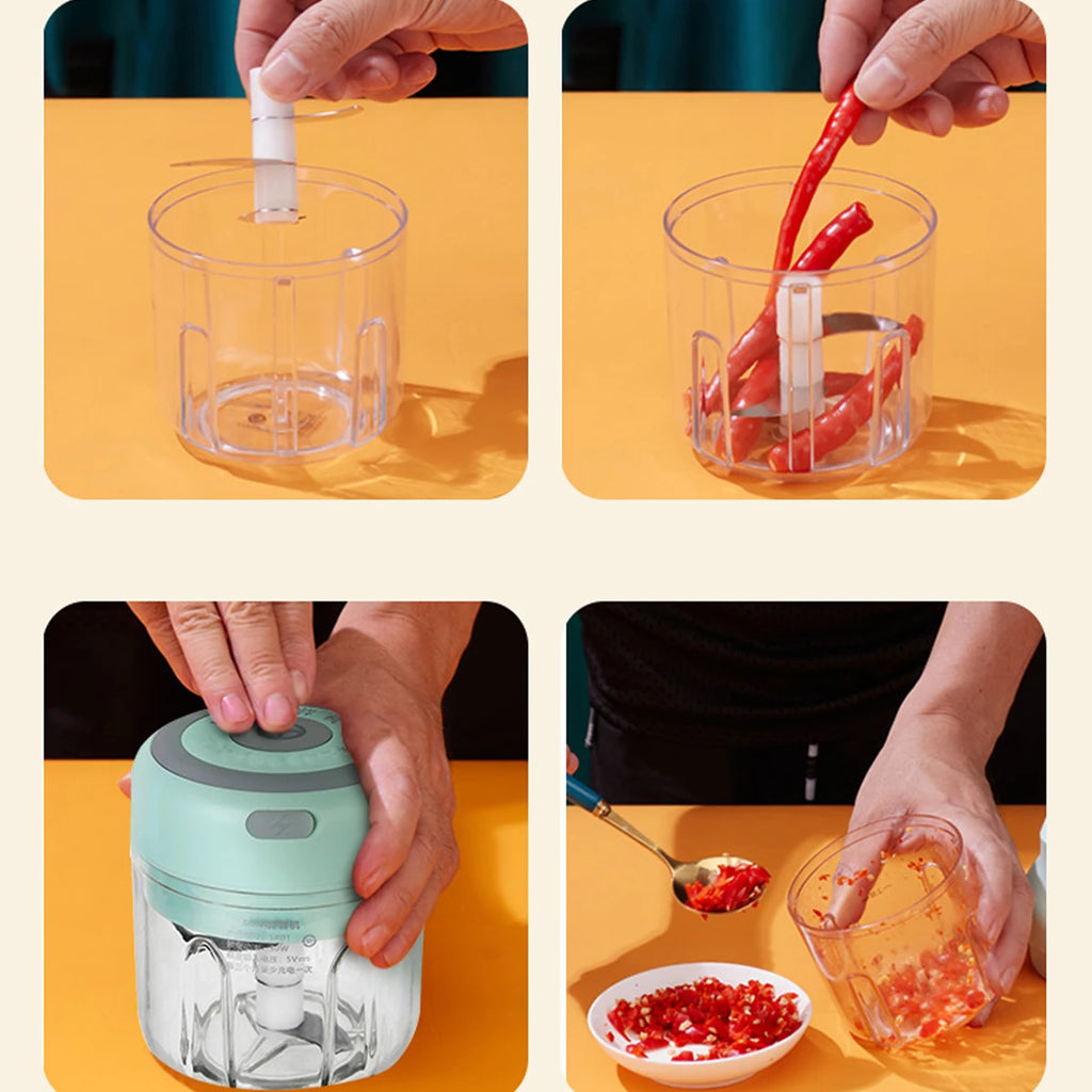 100ml/250ml Electric Mini Garlic Press Chopper - Rechargeable USB Masher with Powerful Lithium Battery, Easy Meat Grinder