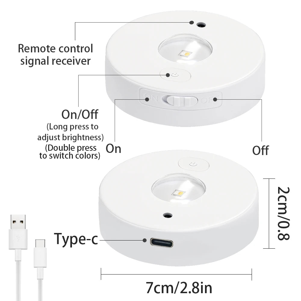 New Round Big Eye Lamp LED Under Cabinet Light USB Rechargeable Multicolor Night Light RGB Wine Cabinet Lamp with Remote Control