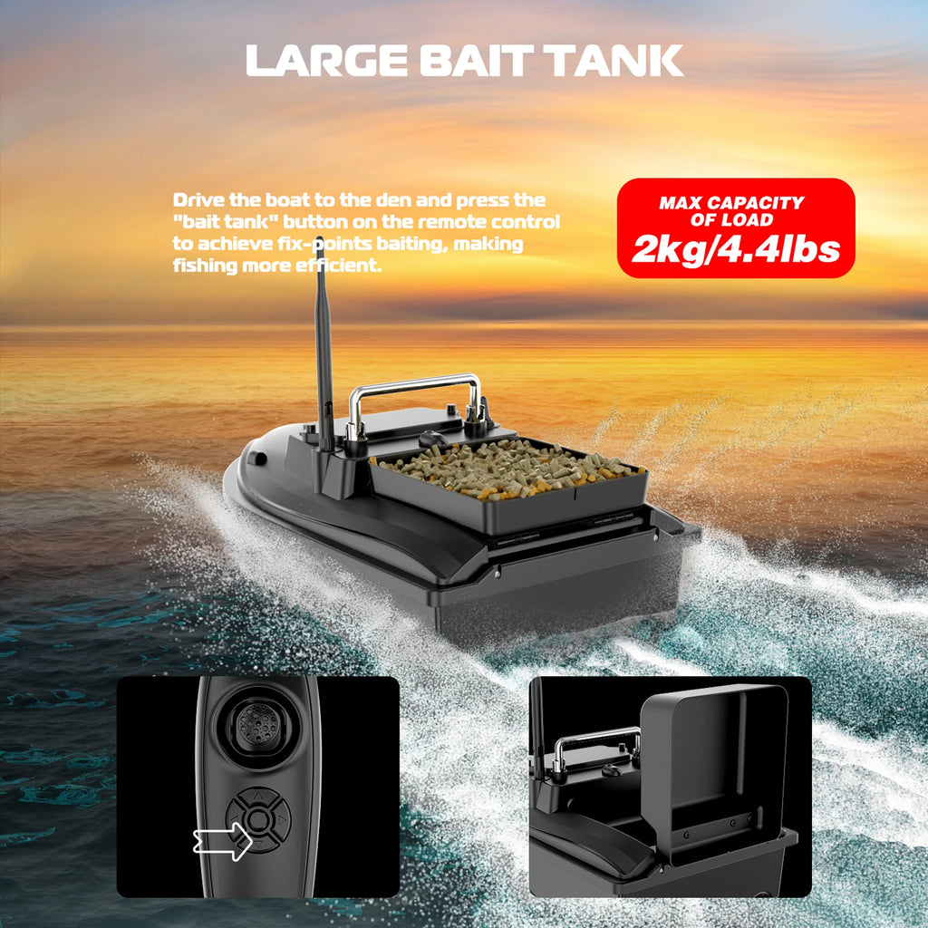Fishing Bait Boat 500m Remote Control Bait Boat Dual Motor Fish Finder 2KG Loading Support Automatic Cruise/Route Correction wit
