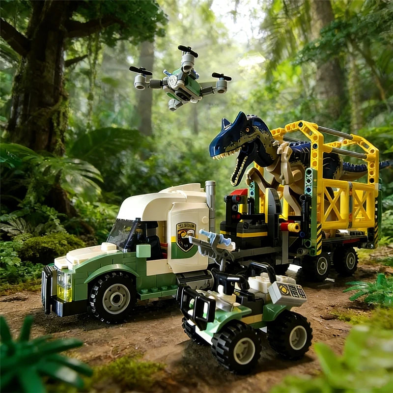 Dinosaur Series Dinosaur Missions Allosaurus Brick sets Transport Truck Children's Dinosaur World Park Toys Christmas gift 76966