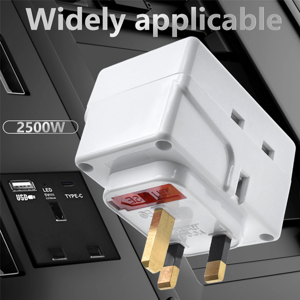 UK Plug 250V13A AC Portable Multi 1 to 3 ways Travel Adapter Power Malaysia Kong with Independent Control Switch Conversion Plug