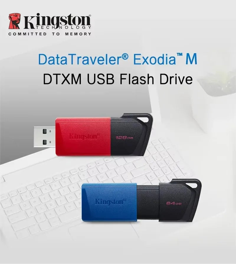 Kingston DataTraveler Exodia M USB Flash Drive 64GB 128GB 256GB USB 3.2 Pen Drive Mini Key Memory DTXM Flash Drive for Computer