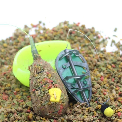 4pcs Stuffing Feeder for Long Range Casting - 3-in-1 Design with Sinker & Bait Cage | European Carp Feeder Fishing Bottom Rig