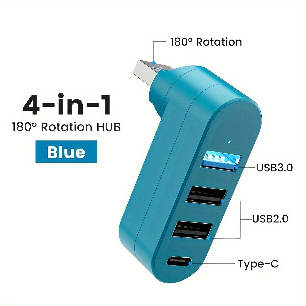 USB Hub 2.0 3.0 Adapter 180° Rotatable Multi Ports U Disk Card Reader Splitter High Speed Data Transfer For Computer Accessories