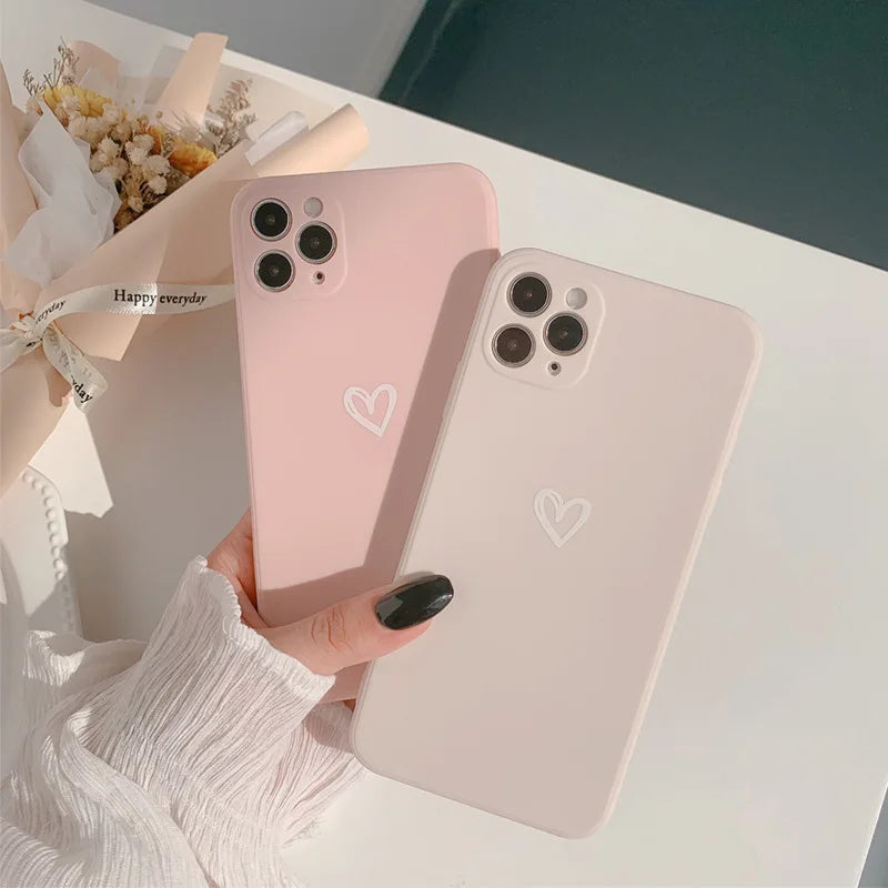 Love Heart Soft Phone Case For iPhone 15 11 12 13 14 Pro Max Mini XS Max X XR 7 8 Plus SE Shockproof Bumper Silicone Back Cover